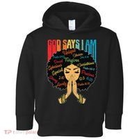God Says I Am Black Melanin Black Retro Juneteenth Toddler Hoodie thumb 0