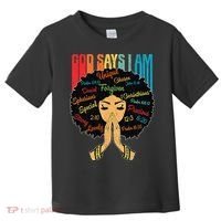 God Says I Am Black Melanin Black Retro Juneteenth Toddler T-Shirt thumb 0