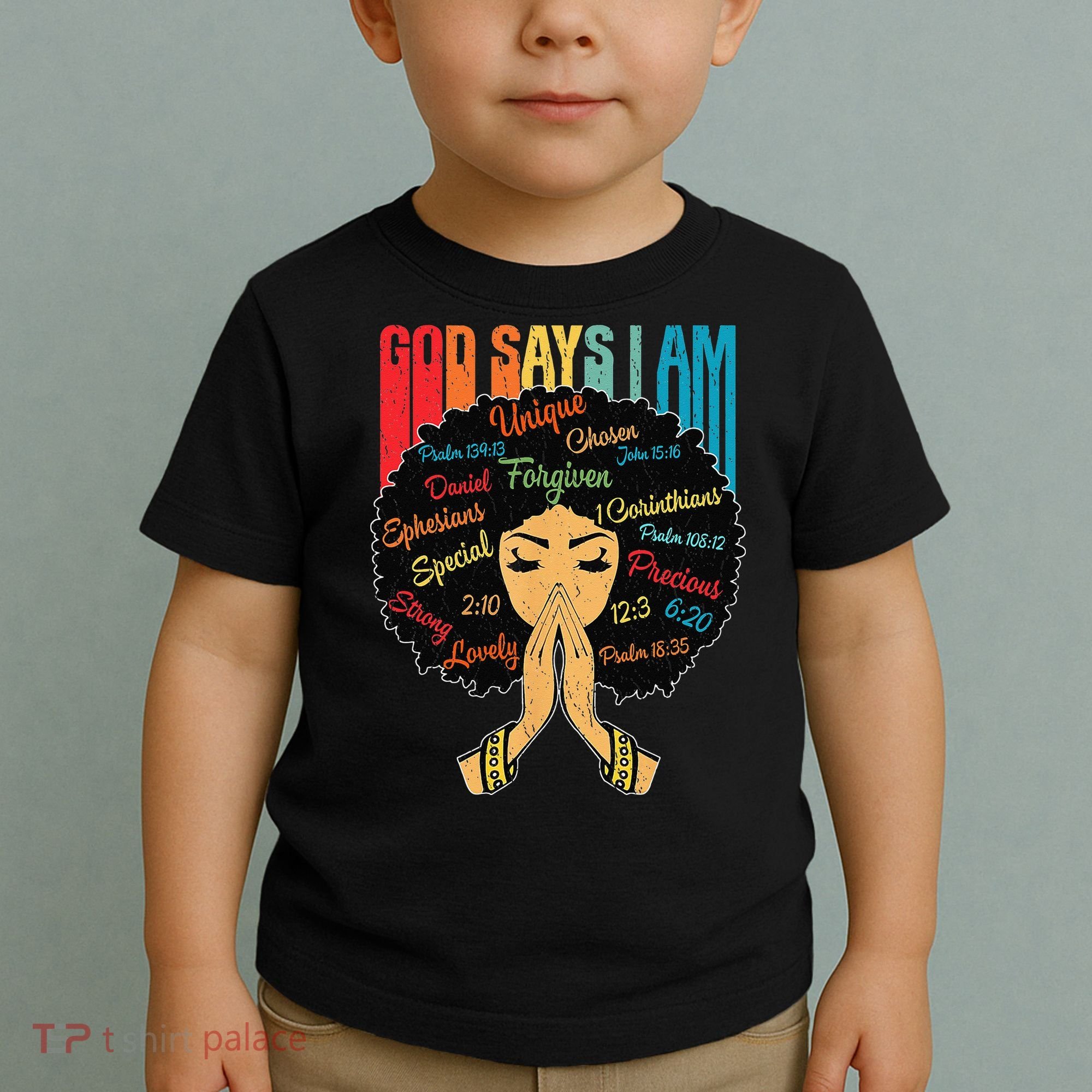 God Says I Am Black Melanin Black Retro Juneteenth Toddler T-Shirt
