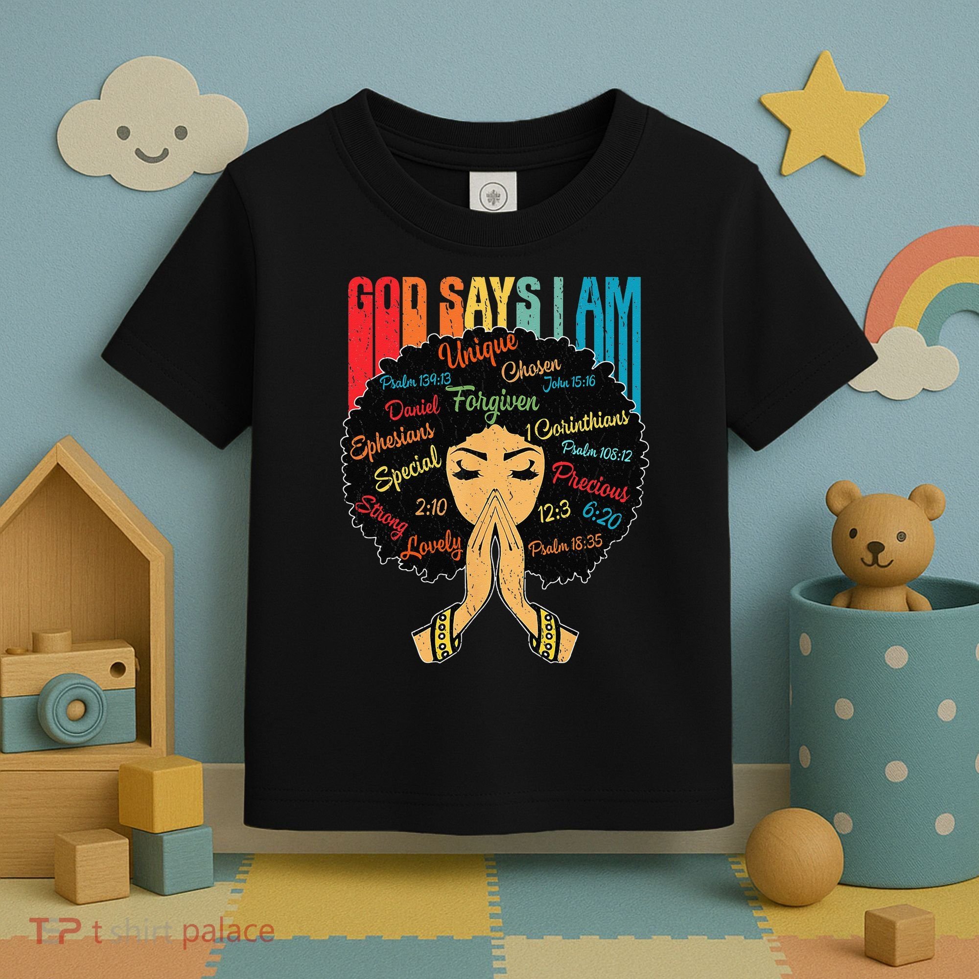 God Says I Am Black Melanin Black Retro Juneteenth Toddler T-Shirt