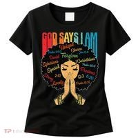 God Says I Am Black Melanin Black Retro Juneteenth Women's T-Shirt thumb 0