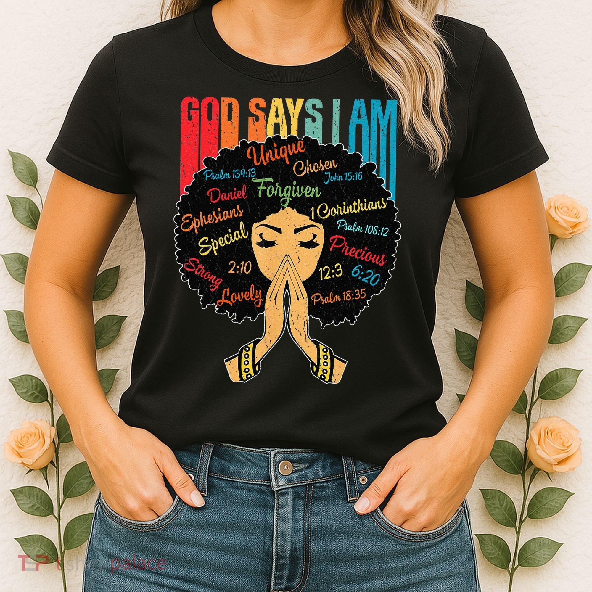 God Says I Am Black Melanin Black Retro Juneteenth Women's T-Shirt