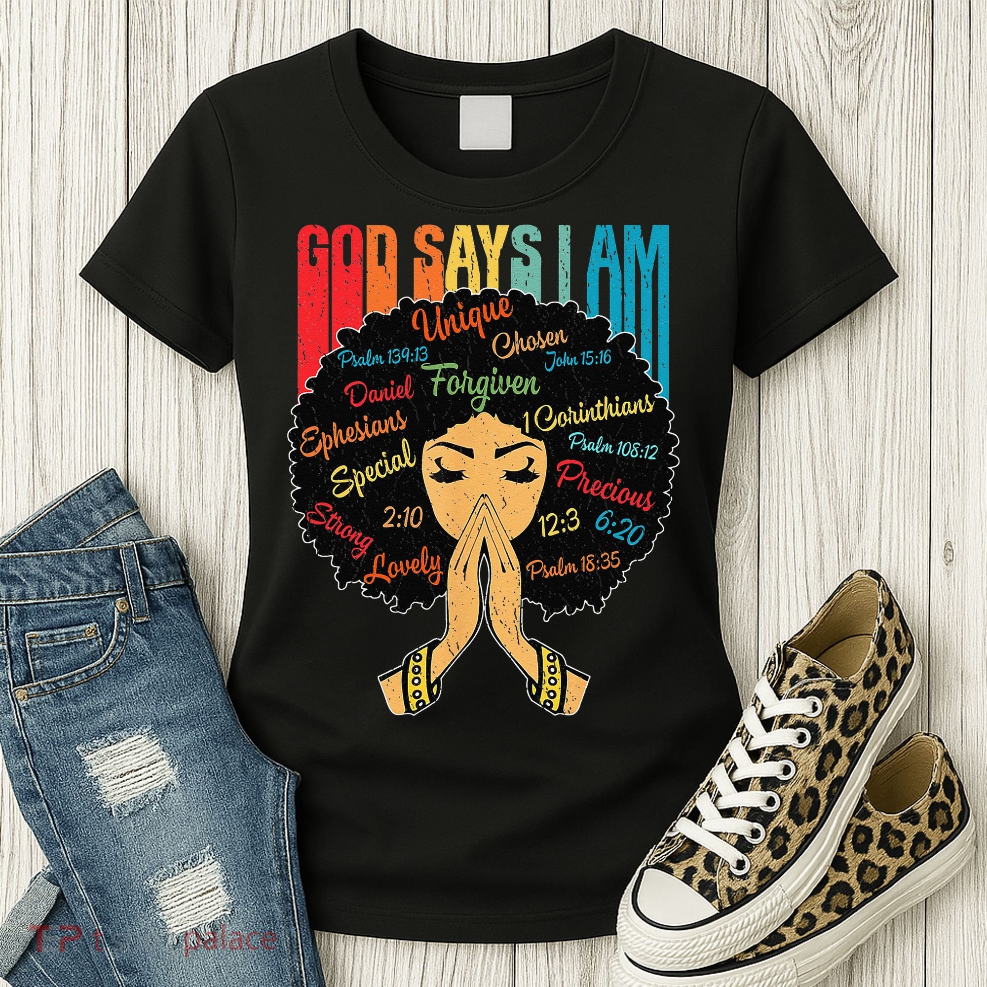 God Says I Am Black Melanin Black Retro Juneteenth Women's T-Shirt