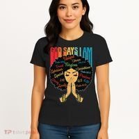God Says I Am Black Melanin Black Retro Juneteenth Women's T-Shirt thumb 4