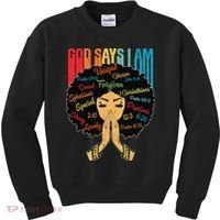 God Says I Am Black Melanin Black Retro Juneteenth Kids Sweatshirt thumb 0