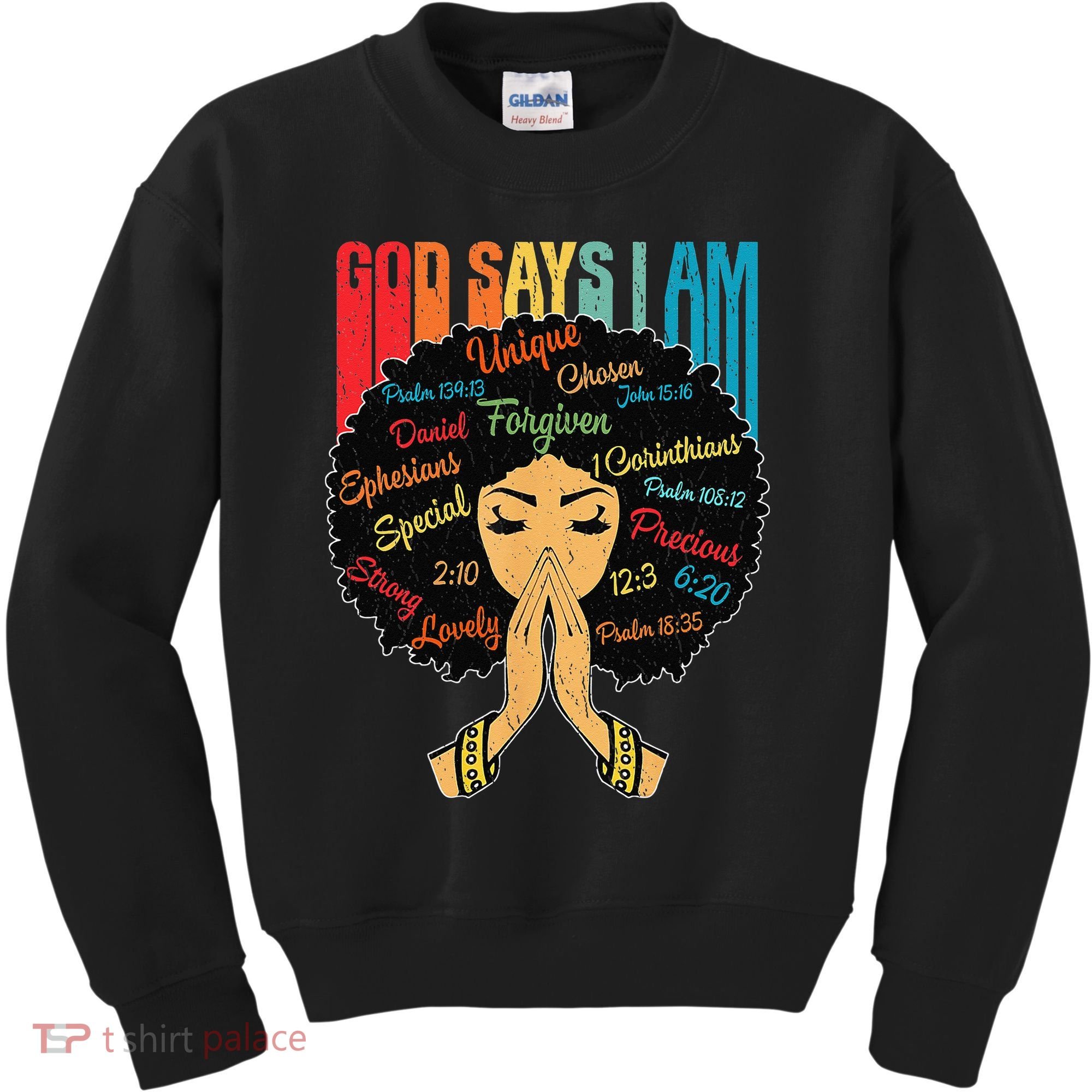 God Says I Am Black Melanin Black Retro Juneteenth Kids Sweatshirt