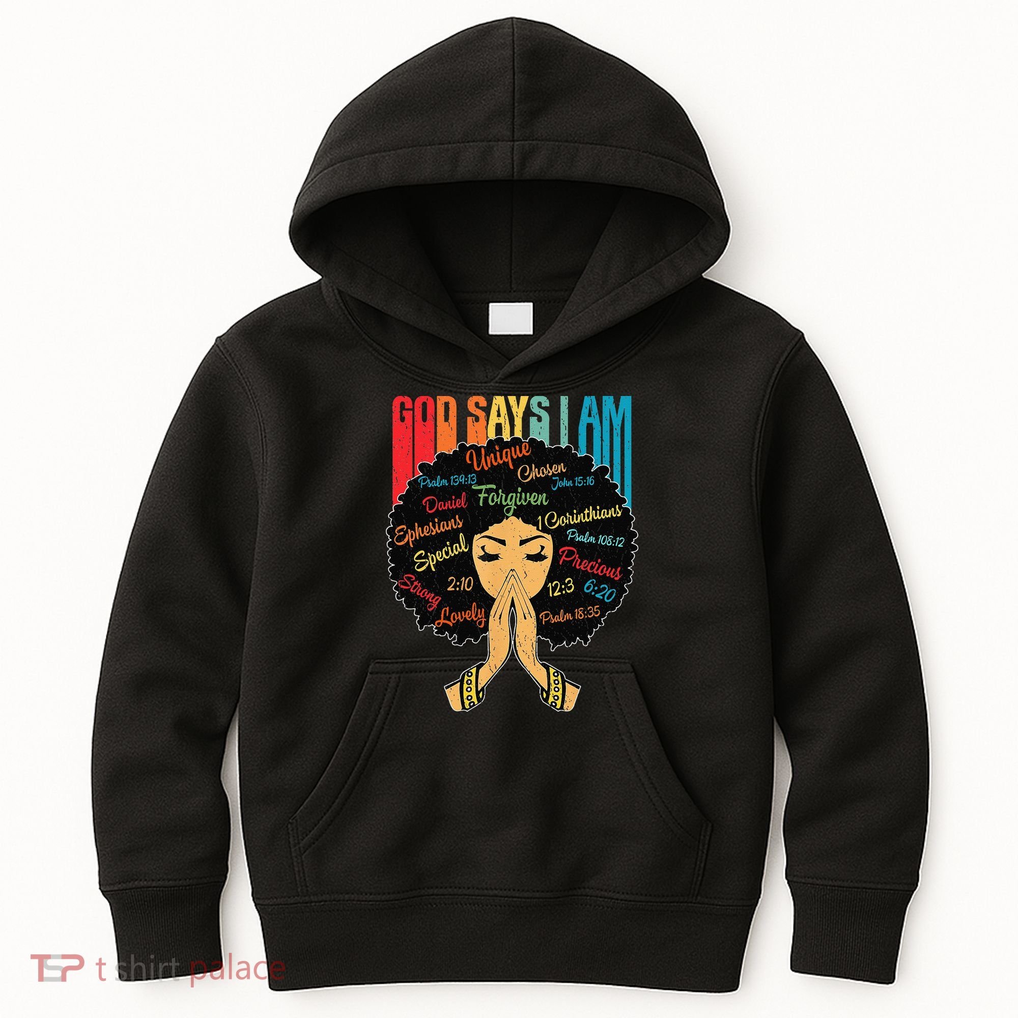 God Says I Am Black Melanin Black Retro Juneteenth Kids Hoodie