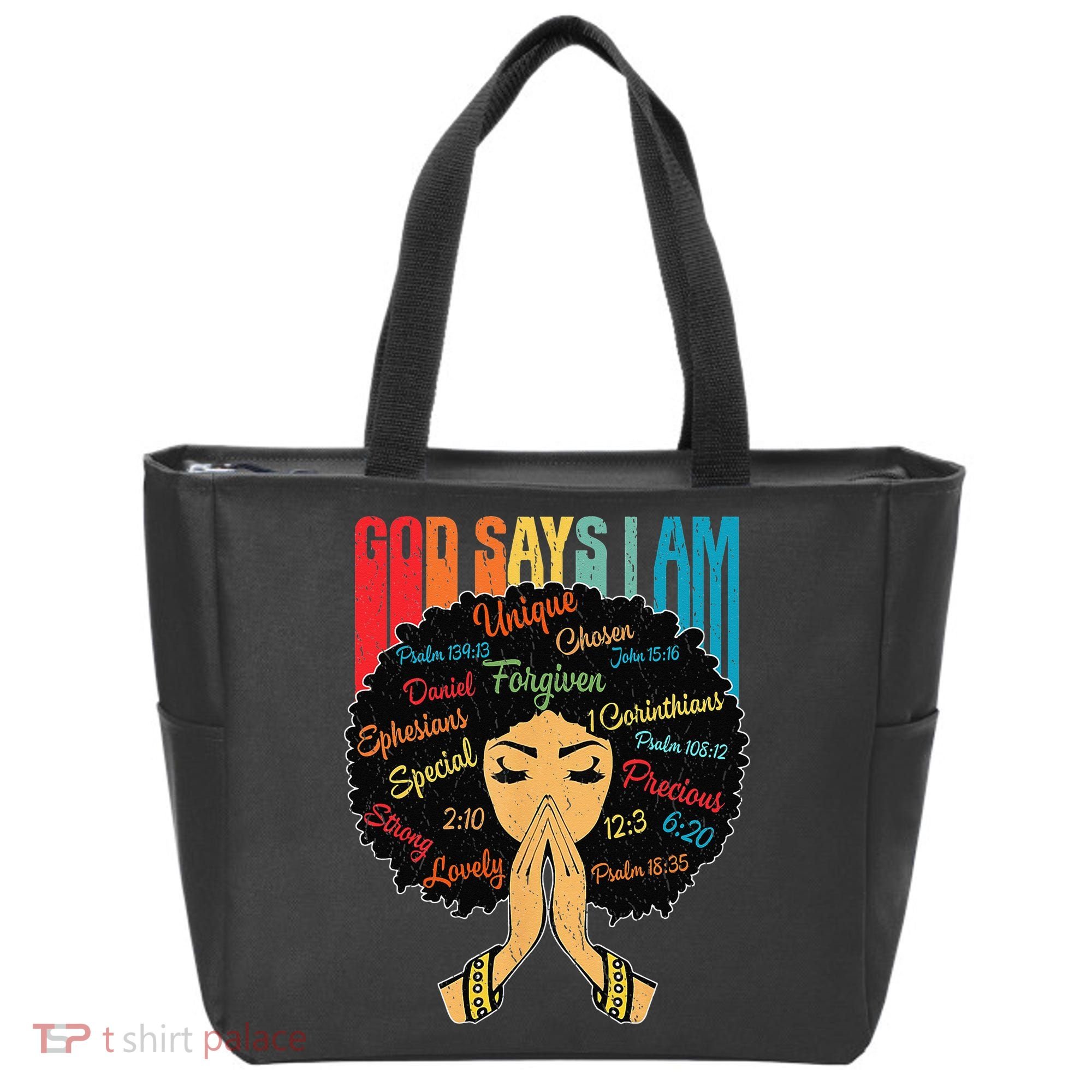 God Says I Am Black Melanin Black Retro Juneteenth Tote Bag