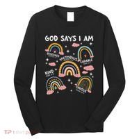 God Says I Am Rainbow Lover Girl Christian Long Sleeve Shirt thumb 0