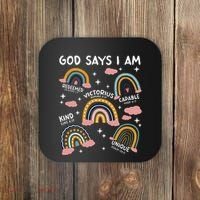 God Says I Am Rainbow Lover Girl Christian Coaster thumb 0