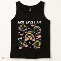 God Says I Am Rainbow Lover Girl Christian Tank Top thumb 2