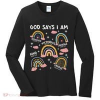 God Says I Am Rainbow Lover Girl Christian Women's Long Sleeve Shirt thumb 0
