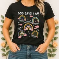God Says I Am Rainbow Lover Girl Christian Women's T-Shirt thumb 2
