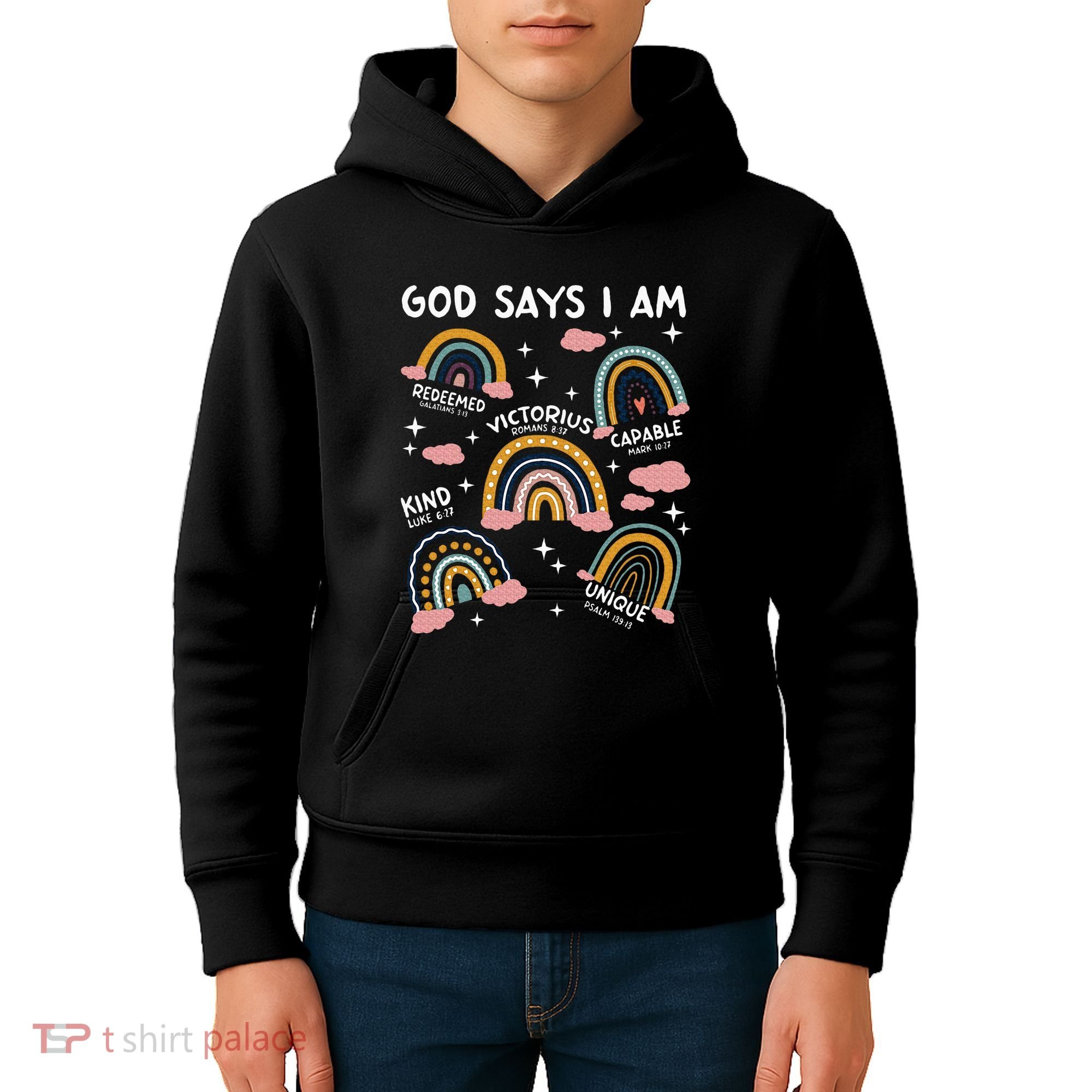 God Says I Am Rainbow Lover Girl Christian Kids Hoodie