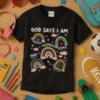 God Says I Am Rainbow Lover Girl Christian Kids T-Shirt thumb 3