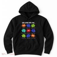 God Says I Am Autism Awareness Retro Be Kind Hoodie thumb 0