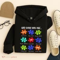 God Says I Am Autism Awareness Retro Be Kind Hoodie thumb 4