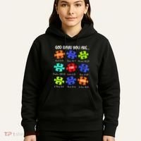 God Says I Am Autism Awareness Retro Be Kind Hoodie thumb 5