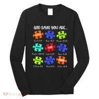 God Says I Am Autism Awareness Retro Be Kind Long Sleeve Shirt thumb 0