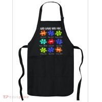 God Says I Am Autism Awareness Retro Be Kind Apron thumb 0