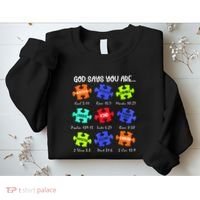 God Says I Am Autism Awareness Retro Be Kind Sweatshirt thumb 2