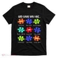 God Says I Am Autism Awareness Retro Be Kind T-Shirt thumb 0