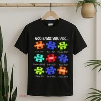 God Says I Am Autism Awareness Retro Be Kind T-Shirt thumb 2