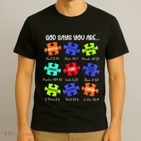 God Says I Am Autism Awareness Retro Be Kind T-Shirt thumb 3