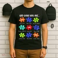 God Says I Am Autism Awareness Retro Be Kind T-Shirt thumb 6