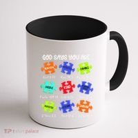 God Says I Am Autism Awareness Retro Be Kind Coffee Mug thumb 1