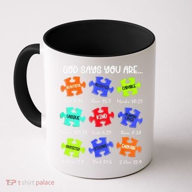 God Says I Am Autism Awareness Retro Be Kind Coffee Mug