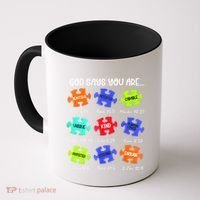 God Says I Am Autism Awareness Retro Be Kind Coffee Mug thumb 0