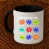 God Says I Am Autism Awareness Retro Be Kind Coffee Mug thumb 2
