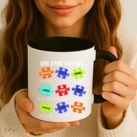 God Says I Am Autism Awareness Retro Be Kind Coffee Mug thumb 3