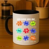 God Says I Am Autism Awareness Retro Be Kind Coffee Mug thumb 4