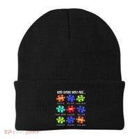 God Says I Am Autism Awareness Retro Be Kind Beanie thumb 0