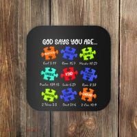 God Says I Am Autism Awareness Retro Be Kind Coaster thumb 0
