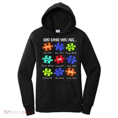 God Says I Am Autism Awareness Retro Be Kind Women's Hoodie