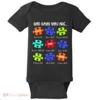 God Says I Am Autism Awareness Retro Be Kind Baby Bodysuit thumb 0