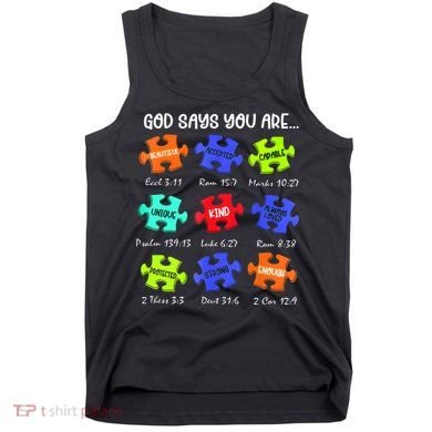 God Says I Am Autism Awareness Retro Be Kind Tank Top
