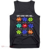 God Says I Am Autism Awareness Retro Be Kind Tank Top thumb 0