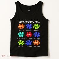 God Says I Am Autism Awareness Retro Be Kind Tank Top thumb 2