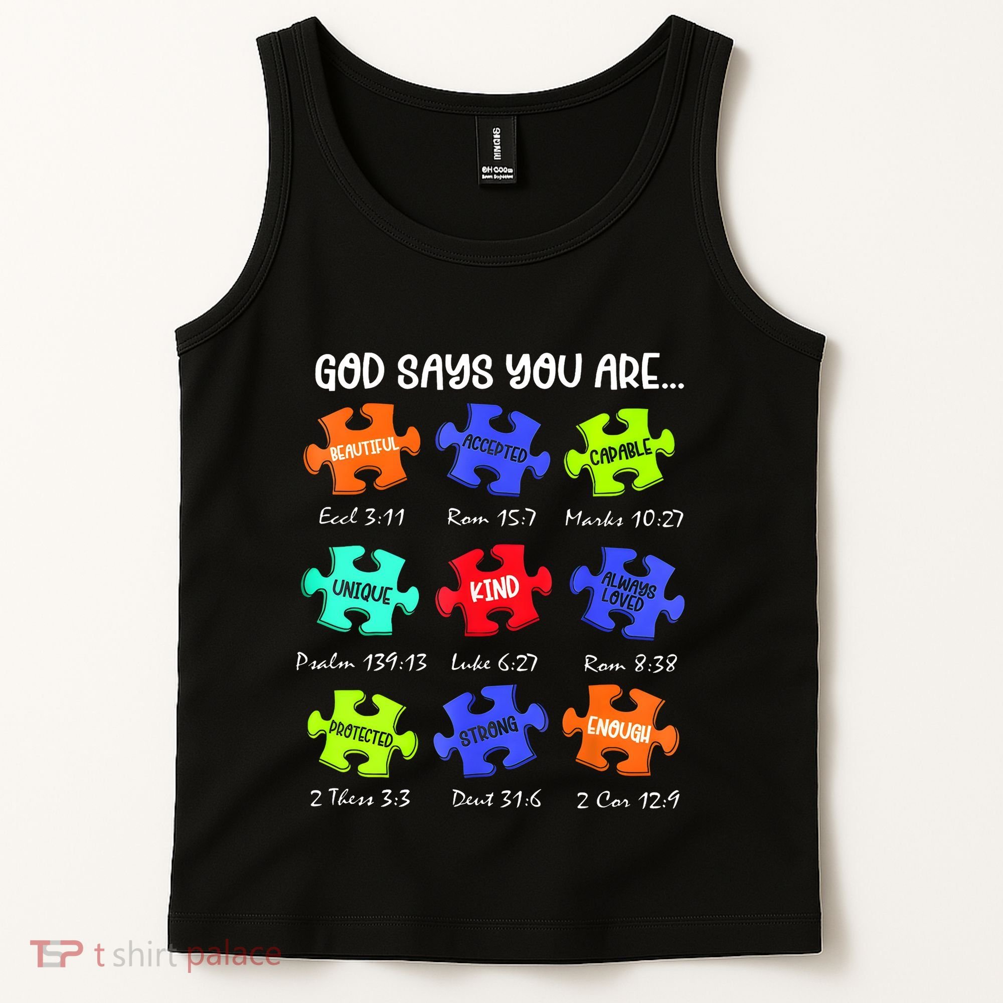 God Says I Am Autism Awareness Retro Be Kind Tank Top