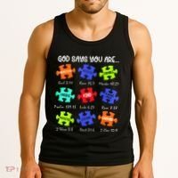 God Says I Am Autism Awareness Retro Be Kind Tank Top thumb 3