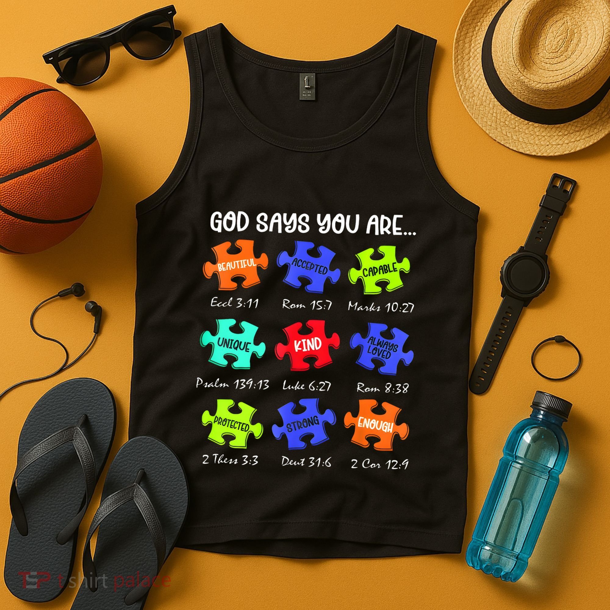 God Says I Am Autism Awareness Retro Be Kind Tank Top