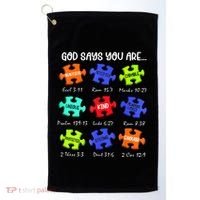 God Says I Am Autism Awareness Retro Be Kind Golf Towel thumb 0