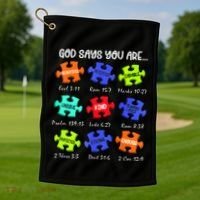 God Says I Am Autism Awareness Retro Be Kind Golf Towel thumb 1