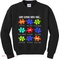 God Says I Am Autism Awareness Retro Be Kind Kids Sweatshirt thumb 0
