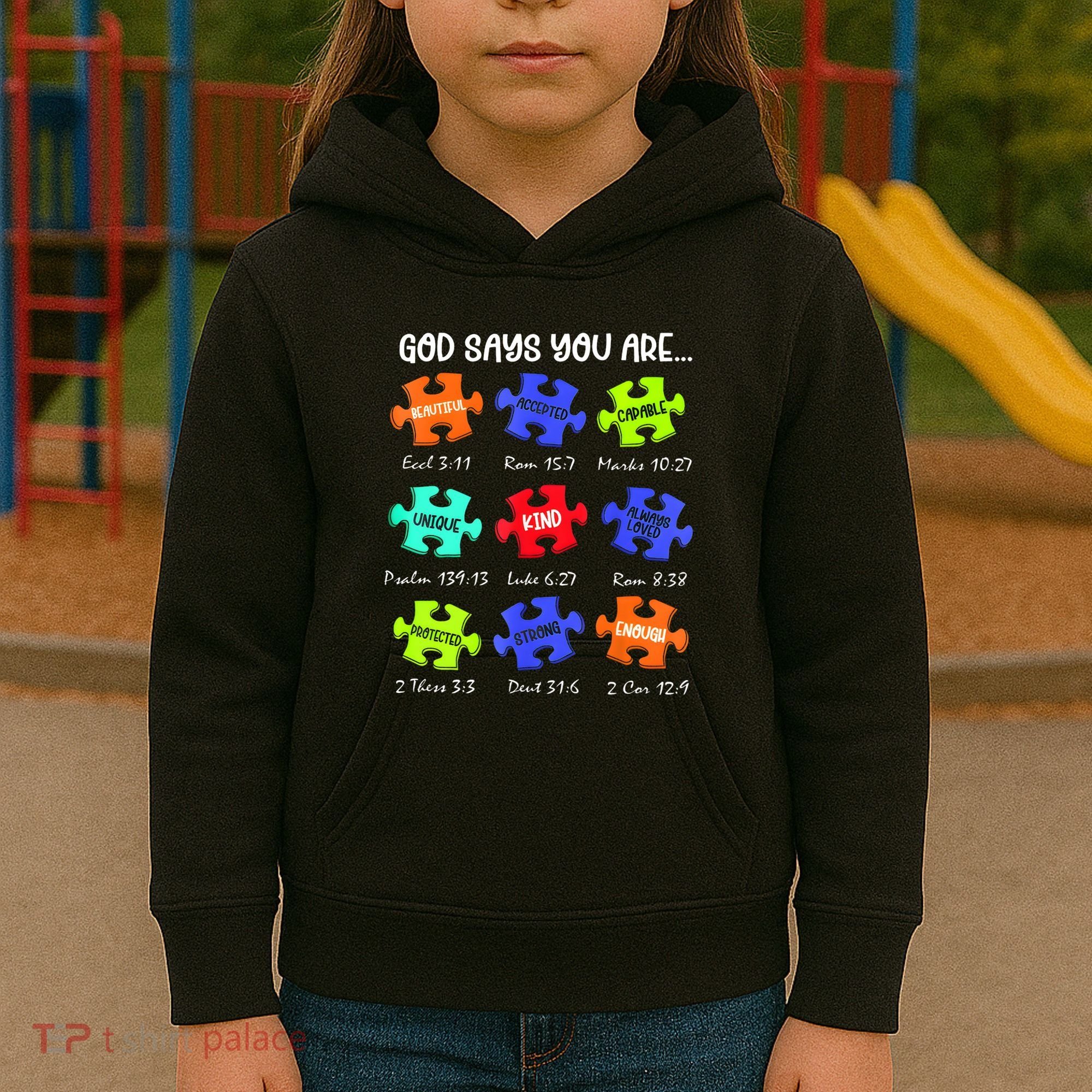God Says I Am Autism Awareness Retro Be Kind Kids Hoodie