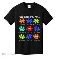 God Says I Am Autism Awareness Retro Be Kind Kids T-Shirt thumb 0